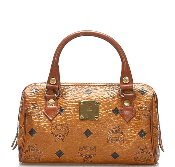 エム シー エム ブラウン レザー ハンドバッグ レディース MCM 中古