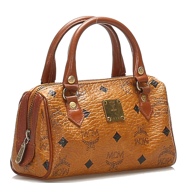 エム シー エム ブラウン レザー ハンドバッグ レディース MCM 中古