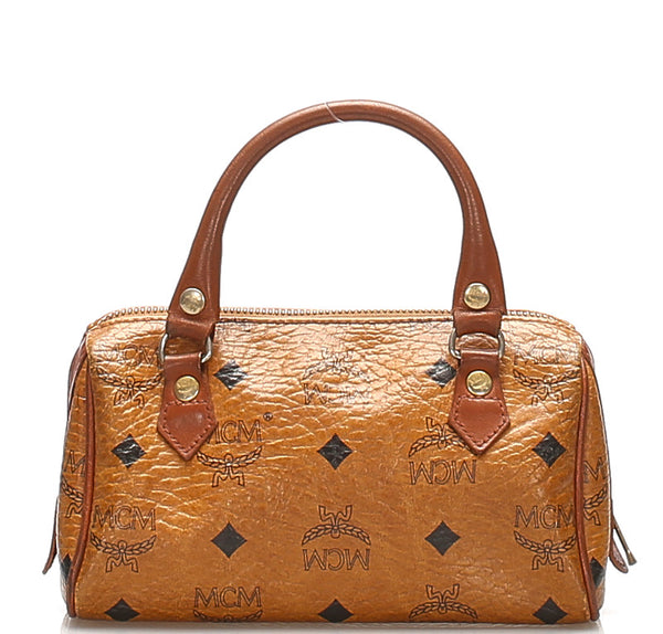 エム シー エム ブラウン レザー ハンドバッグ レディース MCM 中古