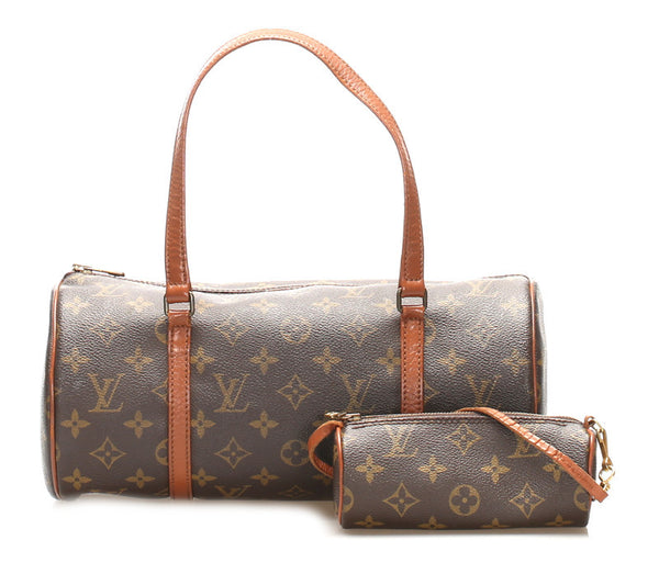 ルイ ヴィトン モノグラム パピヨン30 M51385 ブラウン PVC レザー ハンドバッグ レディース LOUIS VUITTON 中古
