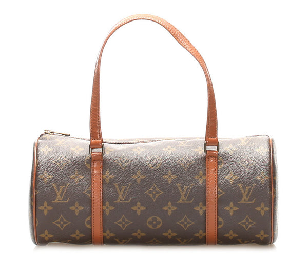 ルイ ヴィトン モノグラム パピヨン30 M51385 ブラウン PVC レザー ハンドバッグ レディース LOUIS VUITTON 中古