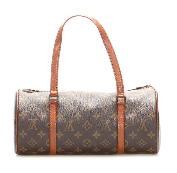 ルイ ヴィトン モノグラム パピヨン30 M51385 ブラウン PVC レザー ハンドバッグ レディース LOUIS VUITTON 中古