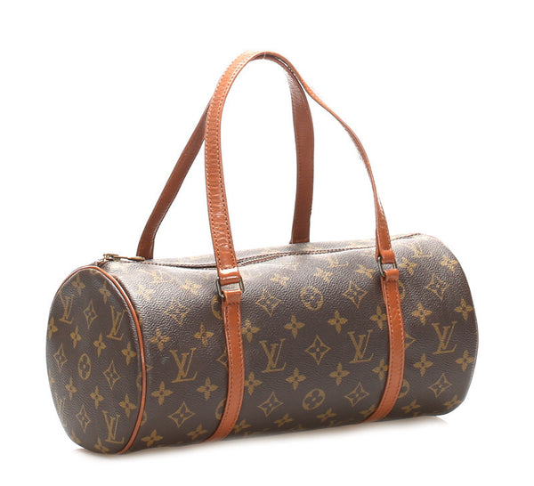 ルイ ヴィトン モノグラム パピヨン30 M51385 ブラウン PVC レザー ハンドバッグ レディース LOUIS VUITTON 中古