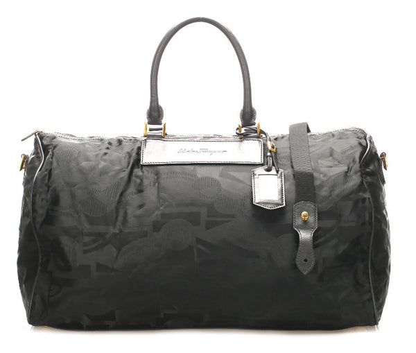 サルヴァトーレフェラガモ 24 5506 ブラック ナイロン レザー ハンドバッグ ショルダーバッグ 2WAY ユニセックス Salvatore Ferragamo 中古