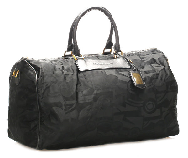 サルヴァトーレフェラガモ 24 5506 ブラック ナイロン レザー ハンドバッグ ショルダーバッグ 2WAY ユニセックス Salvatore Ferragamo 中古