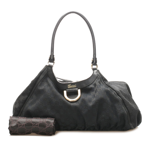 グッチ GGキャンバス アビー 189835 ブラック キャンバス レザー ショルダーバッグ レディース GUCCI 中古