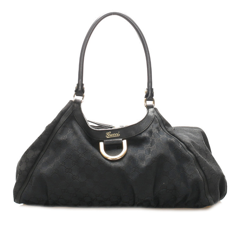 グッチ GGキャンバス アビー 189835 ブラック キャンバス レザー ショルダーバッグ レディース GUCCI 中古