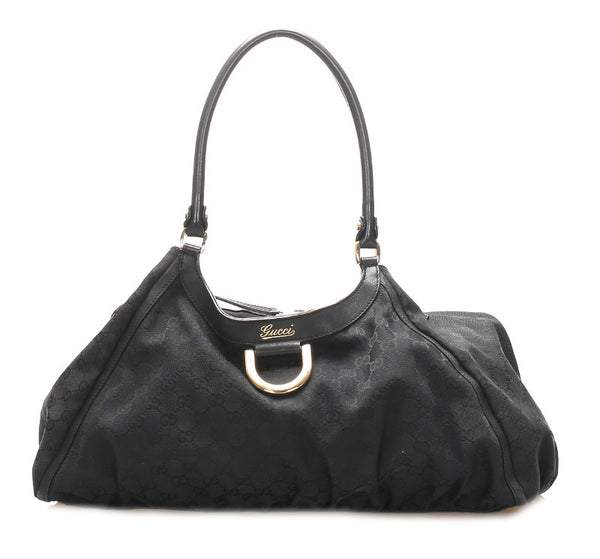 グッチ GGキャンバス アビー 189835 ブラック キャンバス レザー ショルダーバッグ レディース GUCCI 中古