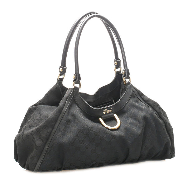 グッチ GGキャンバス アビー 189835 ブラック キャンバス レザー ショルダーバッグ レディース GUCCI 中古