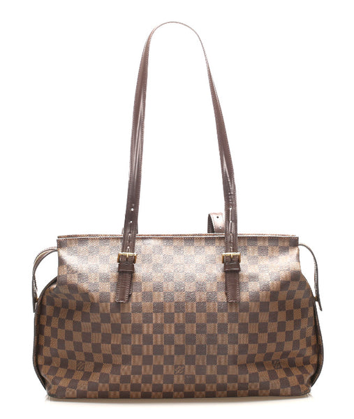 ルイ ヴィトン ダミエ チェルシー N51119 ブラウン PVC レザー ショルダーバッグ トートバッグ レディース LOUIS VUITTON 中古