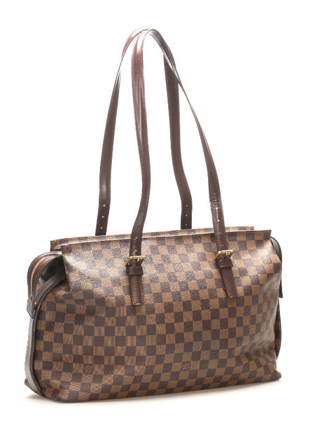 ルイ ヴィトン ダミエ チェルシー N51119 ブラウン PVC レザー ショルダーバッグ トートバッグ レディース LOUIS VUITTON 中古