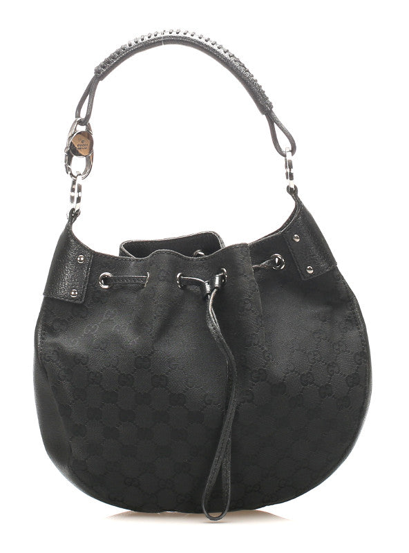 グッチ GGキャンバス 115006 ブラック キャンバス レザー 肩掛け ショルダーバッグ レディース GUCCI 中古