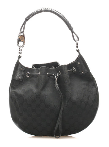 グッチ GGキャンバス 115006 ブラック キャンバス レザー 肩掛け ショルダーバッグ レディース GUCCI 中古