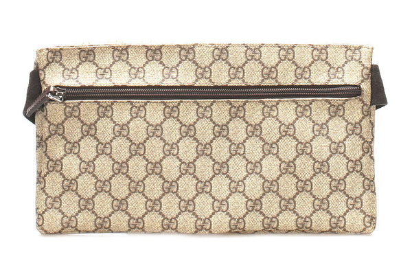 グッチ GGスプリーム 28566 ベージュ ブラウン PVC レザー ウエストバッグ ユニセックス GUCCI 中古