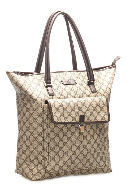 グッチ GGスプリーム 108832 ブラウン PVC レザー トートバッグ ユニセックス GUCCI 中古