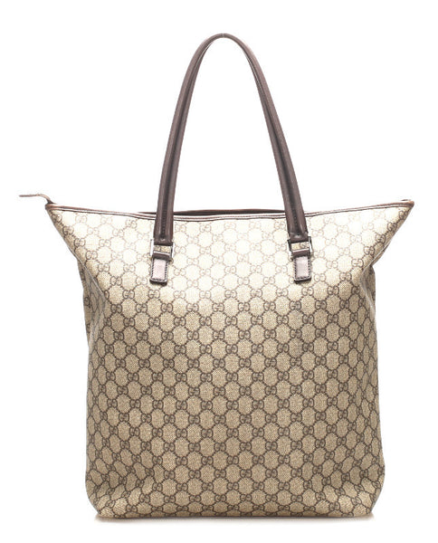 グッチ GGスプリーム 108832 ブラウン PVC レザー トートバッグ ユニセックス GUCCI 中古