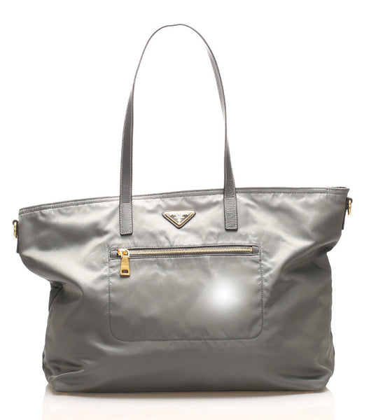プラダ グレー ナイロン レザー 肩掛け ショルダーバッグ ユニセックス PRADA 中古