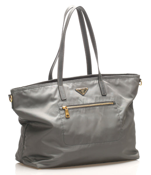 プラダ グレー ナイロン レザー 肩掛け ショルダーバッグ ユニセックス PRADA 中古