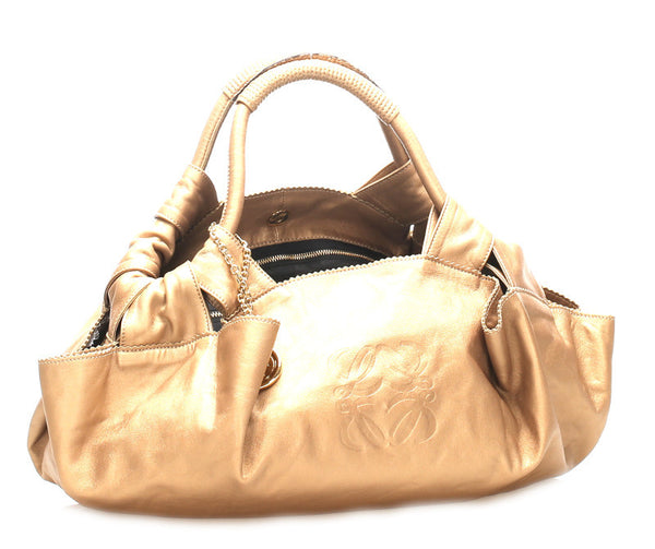 ロエベ アナグラム ゴールド レザー ハンドバッグ レディース LOEWE 中古