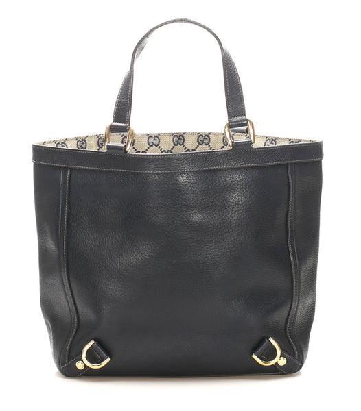 グッチ アビー 130739 ネイビー レザー トートバッグ レディース GUCCI 中古