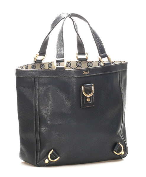 グッチ アビー 130739 ネイビー レザー トートバッグ レディース GUCCI 中古