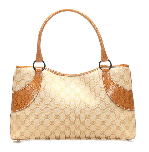 グッチ GGキャンバス 113015 ベージュ キャンバス レザー トートバッグ レディース GUCCI 中古