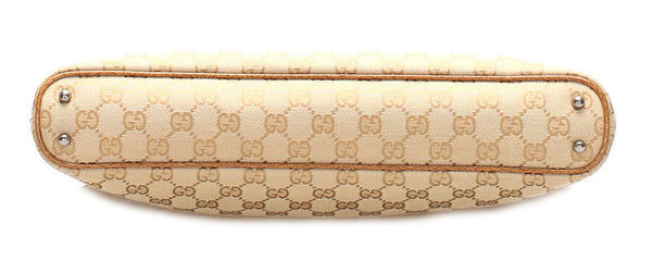 グッチ GGキャンバス 113015 ベージュ キャンバス レザー トートバッグ レディース GUCCI 中古