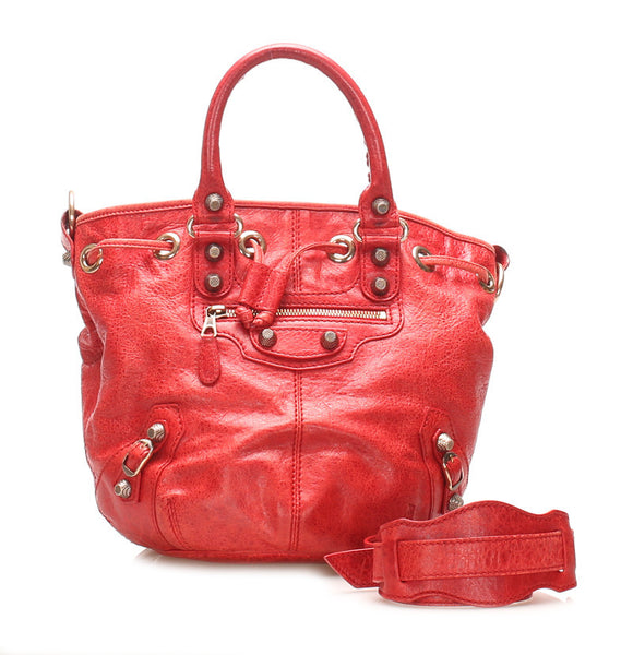 バレンシアガ 285439 レッド レザー ハンド ショルダー 2WAY レディース BALENCIAGA 中古