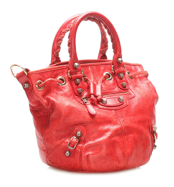 バレンシアガ 285439 レッド レザー ハンド ショルダー 2WAY レディース BALENCIAGA 中古