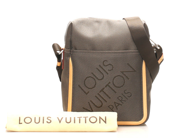 ルイ ヴィトン ダミエ ジェアン シタダン M93224  カーキ キャンバス レザー 斜め掛け ショルダーバッグ ユニセックス LOUIS VUITTON SP1026刻印 中古