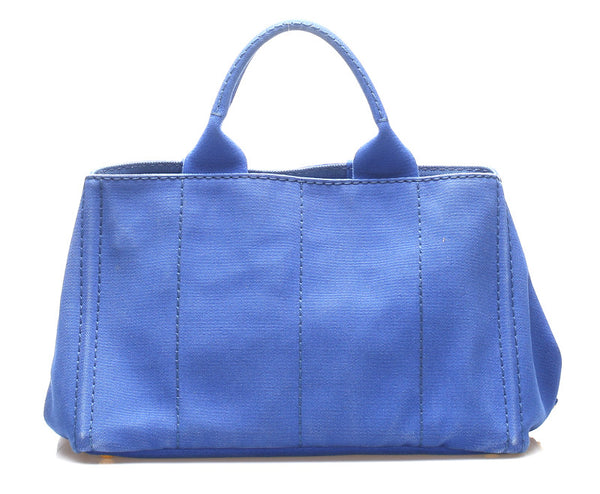 プラダ カナパ B1877G ブルー キャンバス ハンドバッグ レディース PRADA 中古