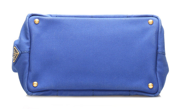 プラダ カナパ B1877G ブルー キャンバス ハンドバッグ レディース PRADA 中古
