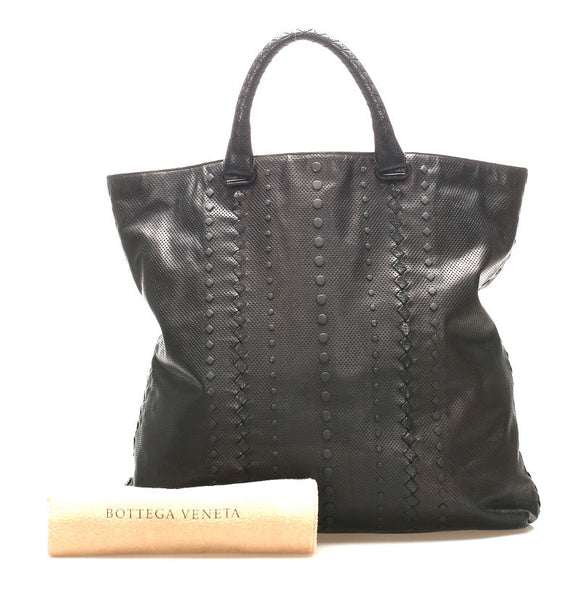 ボッテガヴェネタ ブラック レザー ハンドバッグ メンズ BOTTEGAVENETA 中古