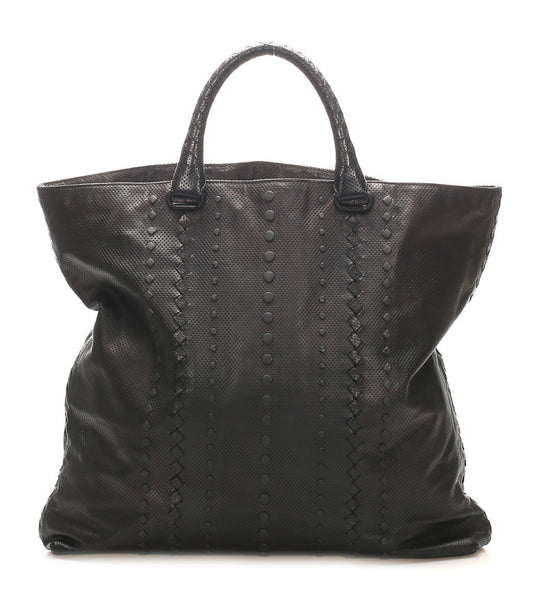 ボッテガヴェネタ ブラック レザー ハンドバッグ メンズ BOTTEGAVENETA 中古