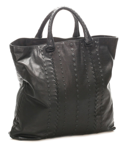 ボッテガヴェネタ ブラック レザー ハンドバッグ メンズ BOTTEGAVENETA 中古