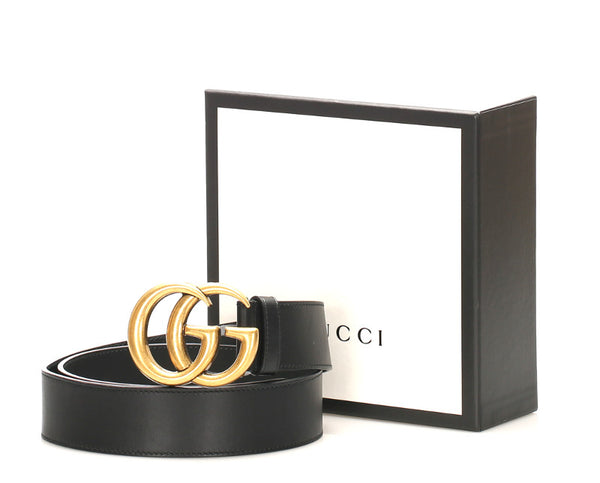 グッチ ggマーモント 400593 ブラック ゴールド レザー ベルト メンズ GUCCI 中古