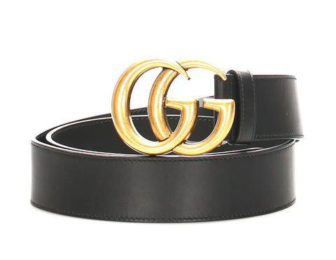 グッチ ggマーモント 400593 ブラック ゴールド レザー ベルト メンズ GUCCI 中古