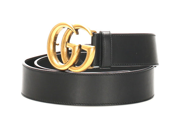 グッチ ggマーモント 400593 ブラック ゴールド レザー ベルト メンズ GUCCI 中古