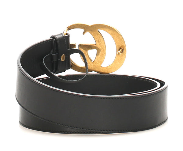 グッチ ggマーモント 400593 ブラック ゴールド レザー ベルト メンズ GUCCI 中古