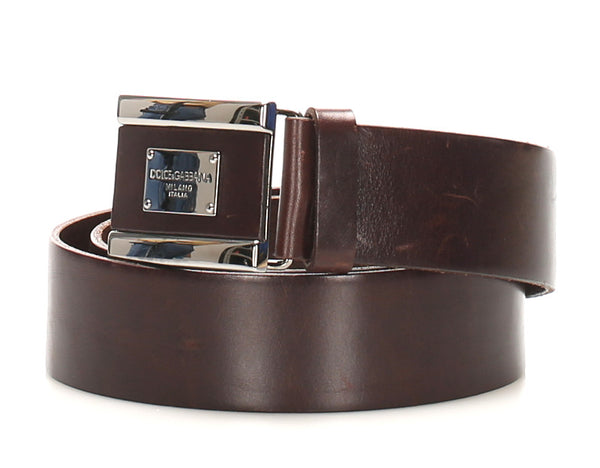 ドルチェアンドガッバーナ ブラウン レザー ベルト メンズ DOLCE&GABBANA 中古