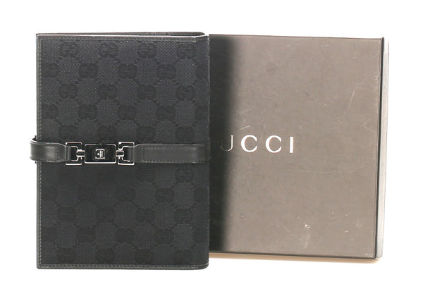 グッチ GGキャンバス 29961 ブラック キャンバス レザー 手帳カバー ユニセックス GUCCI 中古