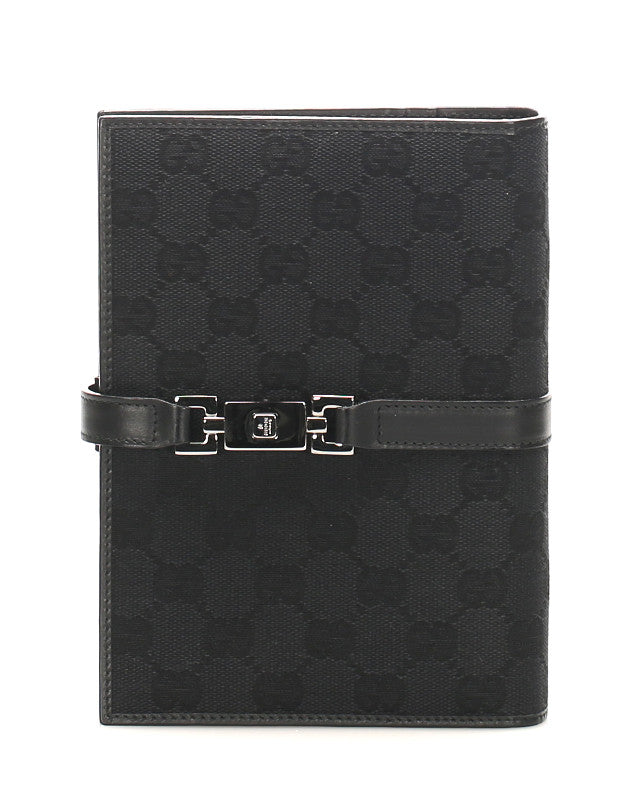 グッチ GGキャンバス 29961 ブラック キャンバス レザー 手帳カバー ユニセックス GUCCI 中古