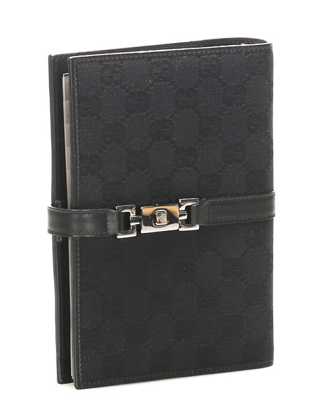 グッチ GGキャンバス 29961 ブラック キャンバス レザー 手帳カバー ユニセックス GUCCI 中古