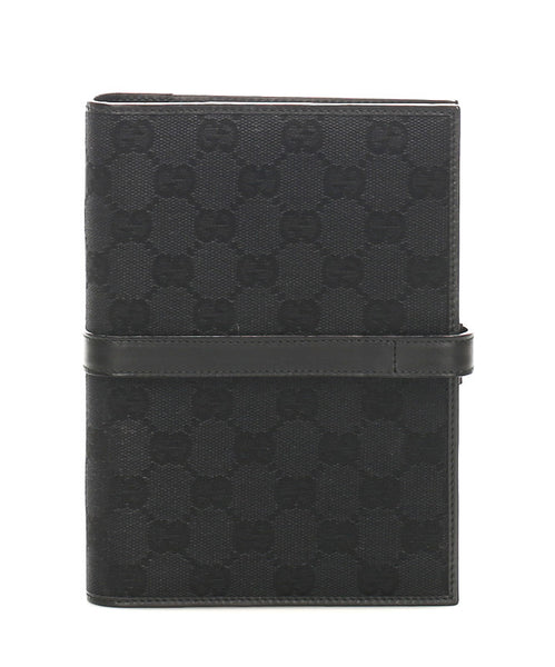グッチ GGキャンバス 29961 ブラック キャンバス レザー 手帳カバー ユニセックス GUCCI 中古