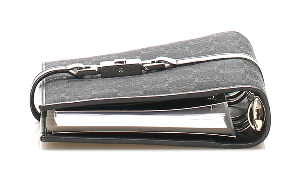 グッチ GGキャンバス 29961 ブラック キャンバス レザー 手帳カバー ユニセックス GUCCI 中古