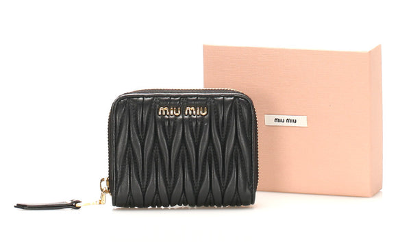 ミュウミュウ マテラッセ 5MM268 ブラック レザー コインケース レディース MIUMIU 中古