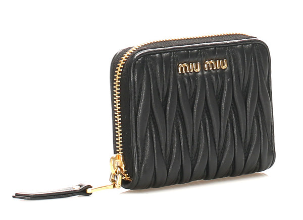 ミュウミュウ マテラッセ 5MM268 ブラック レザー コインケース レディース MIUMIU 中古