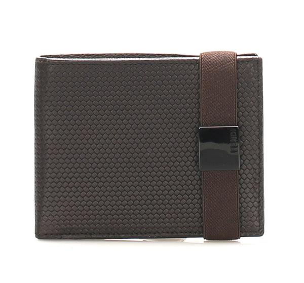 フェンディ ブラウン レザー 二つ折り財布 メンズ FENDI 中古