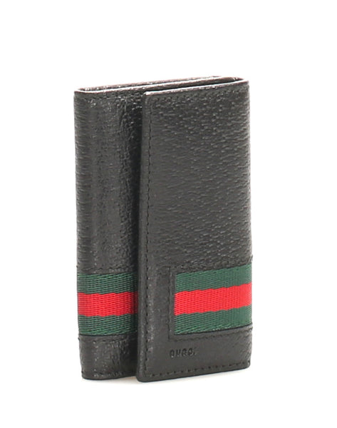 グッチ シェリーライン ブラック レザー キーケース ユニセックス GUCCI 中古