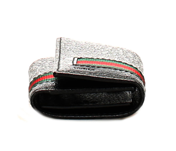 グッチ シェリーライン ブラック レザー キーケース ユニセックス GUCCI 中古